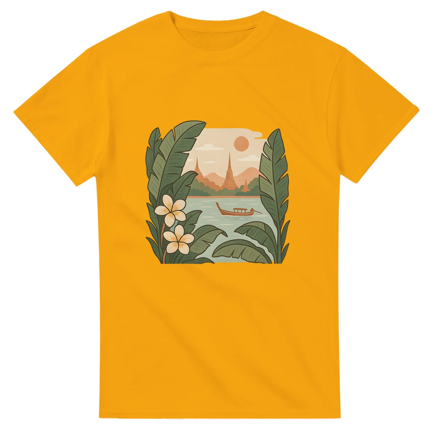 T-shirt med tropiska växter i milda färger som hyllar Sydöstasiens skönhet.