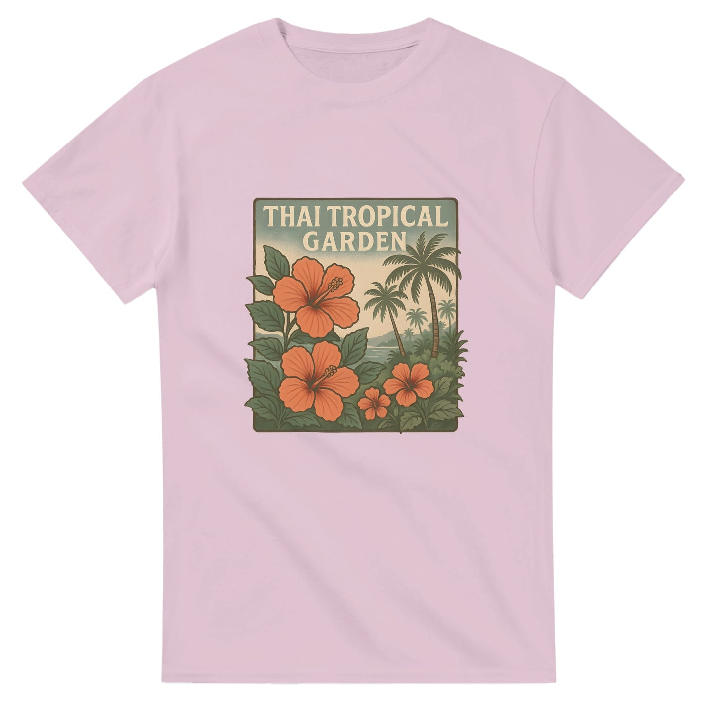T-shirt med tropiskt tema och vintagevibbar för en thailändsk atmosfär.