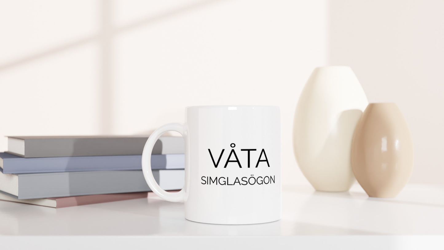 Våta Simglasögon - en humoristisk påminnelse om kampen mot immiga glasögon för simmare. Perfekt för dig med humor.