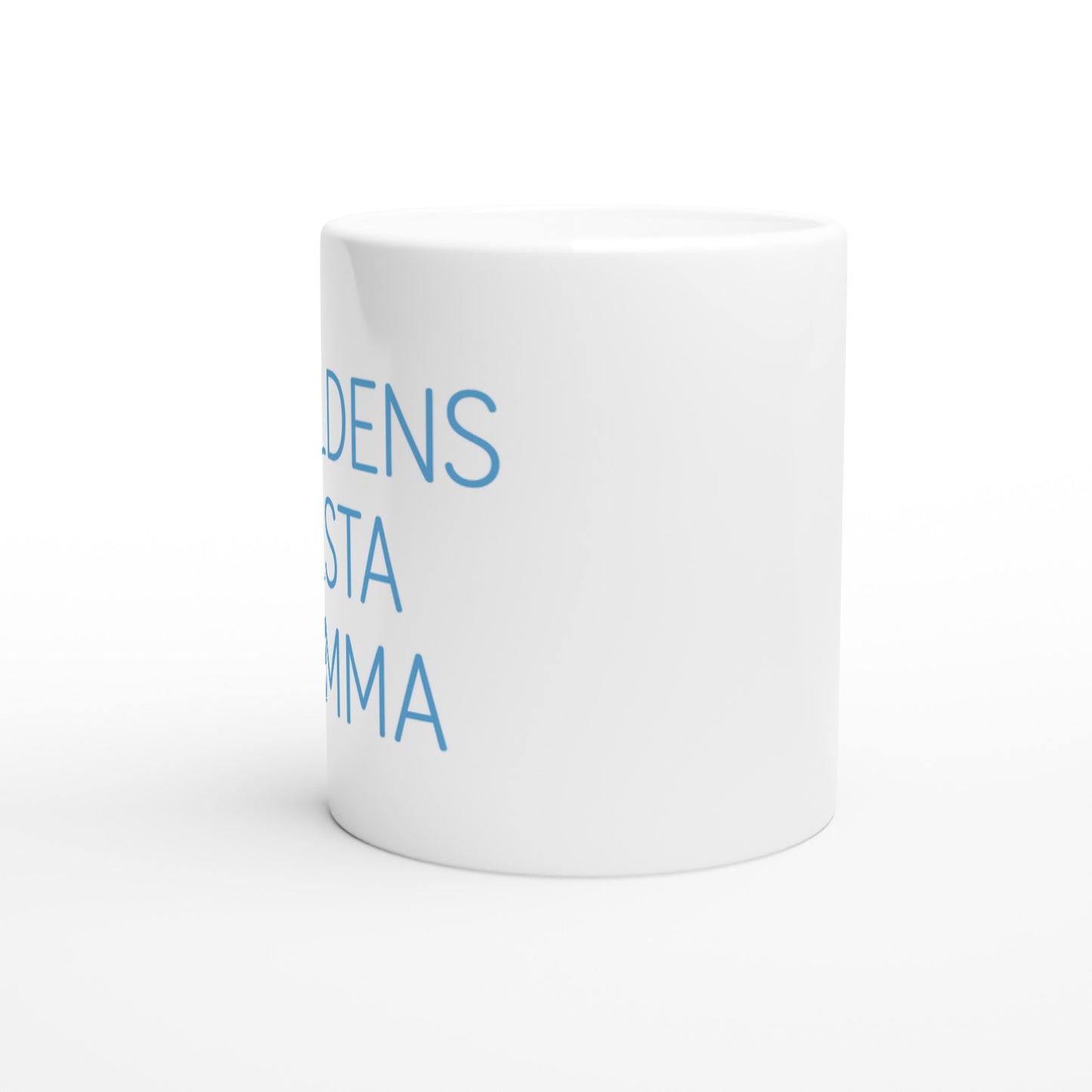T-shirt med minimalistisk design för mamma, med texten 'Världens bästa mamma' i ljusblått.