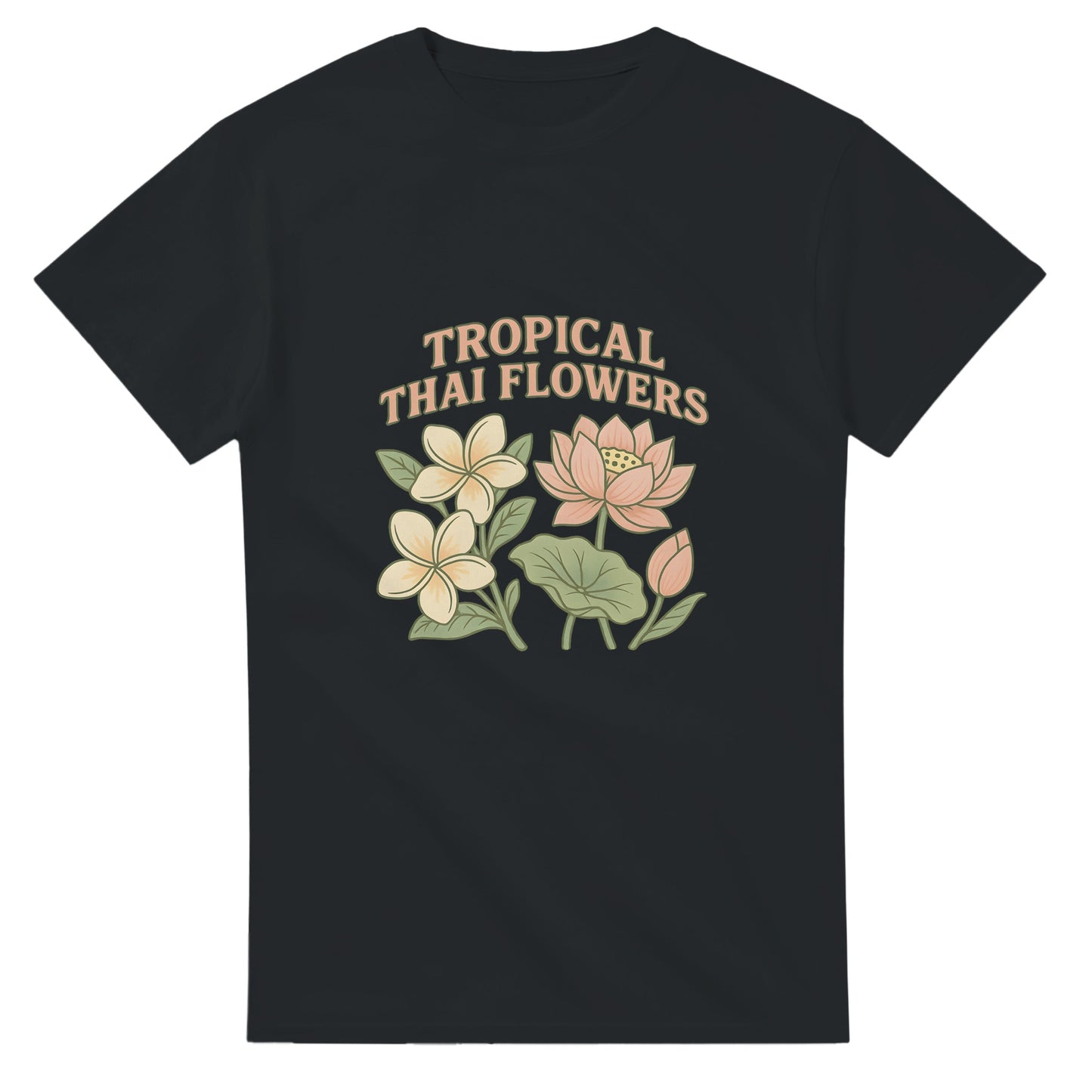 Thailändsk blomsterdröm i milda toner. Perfekt för naturälskare. T-shirt med vacker design.