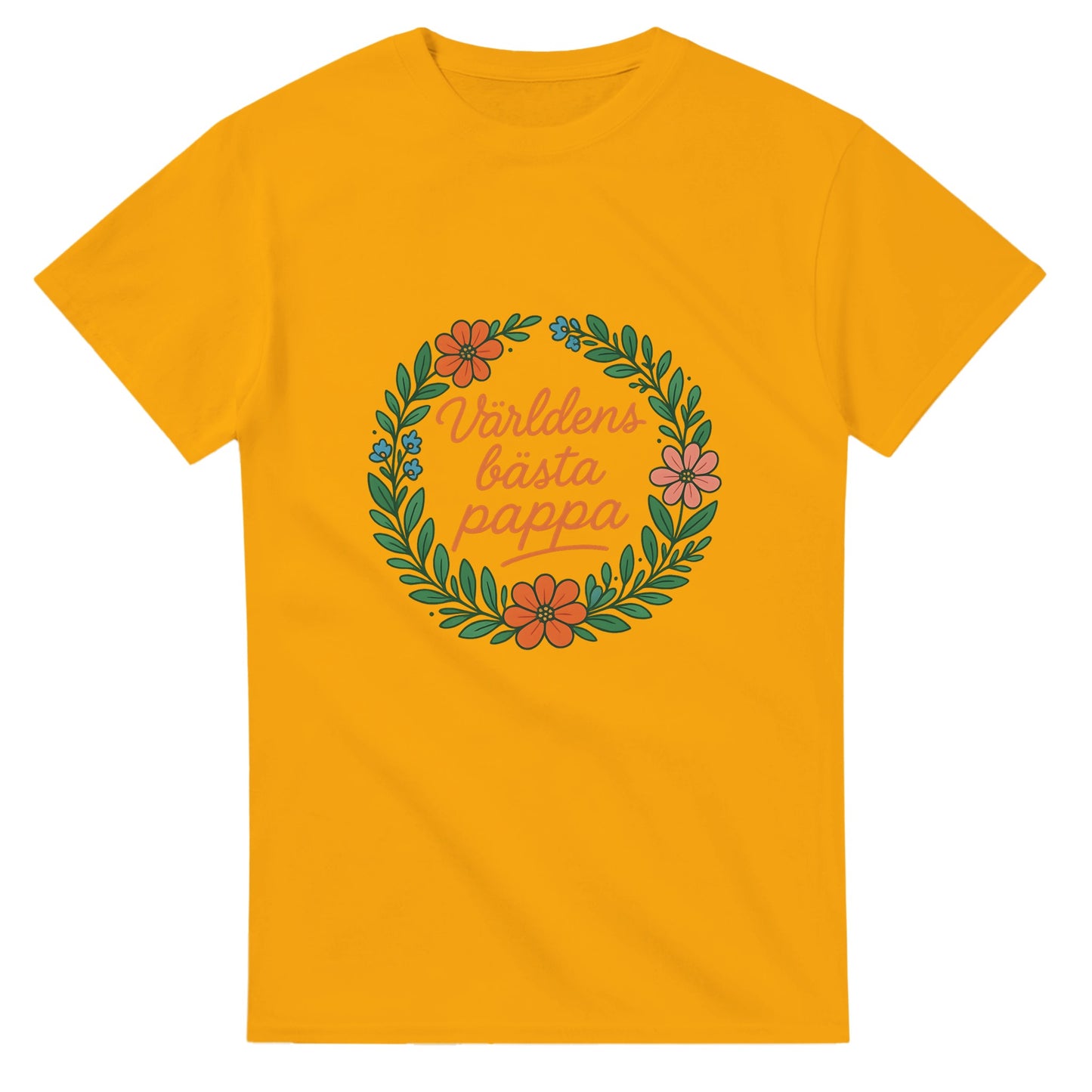 Pappa T-shirt med blomkransdesign och text som hyllar hans unika roll som världens bästa.