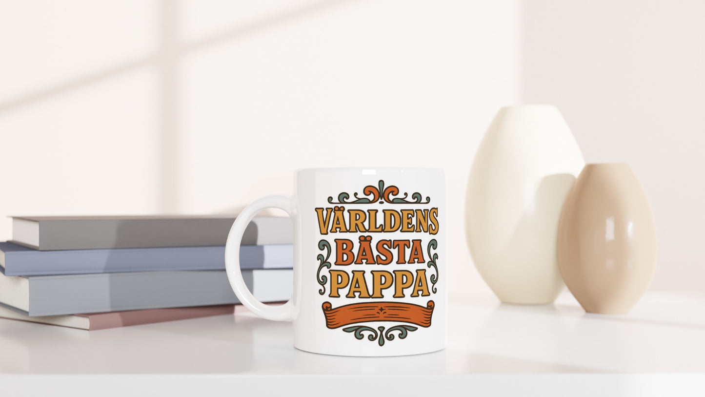 Mugg i vintage stil för pappor som älskar nostalgi. Hylla världens bästa pappa med detta tidlösa pappaporslin.