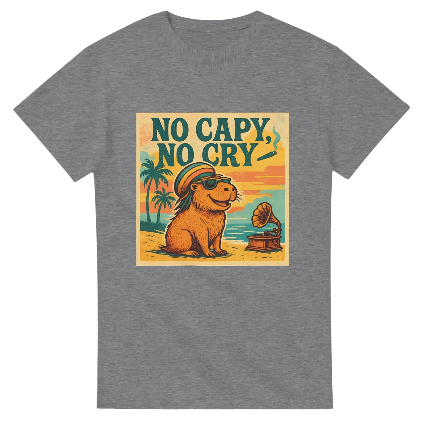 Glädjefylld capybara för karibisk avslappning och positivitet. Perfekt för stranden eller soffan. Inspirerad av reggae-klassikern.