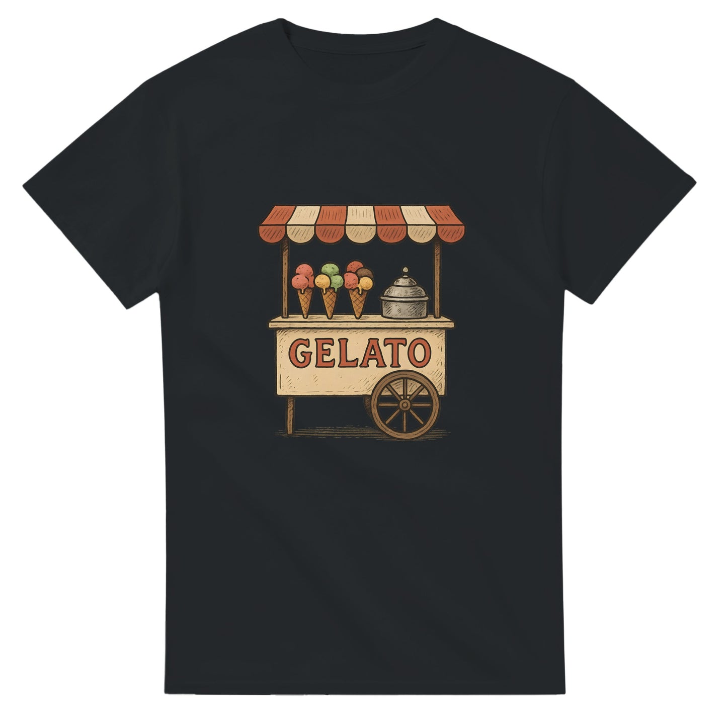 Svalkande vintage gelato-illustration på italiensk charmig t-shirt. Perfekt för sommardagar!