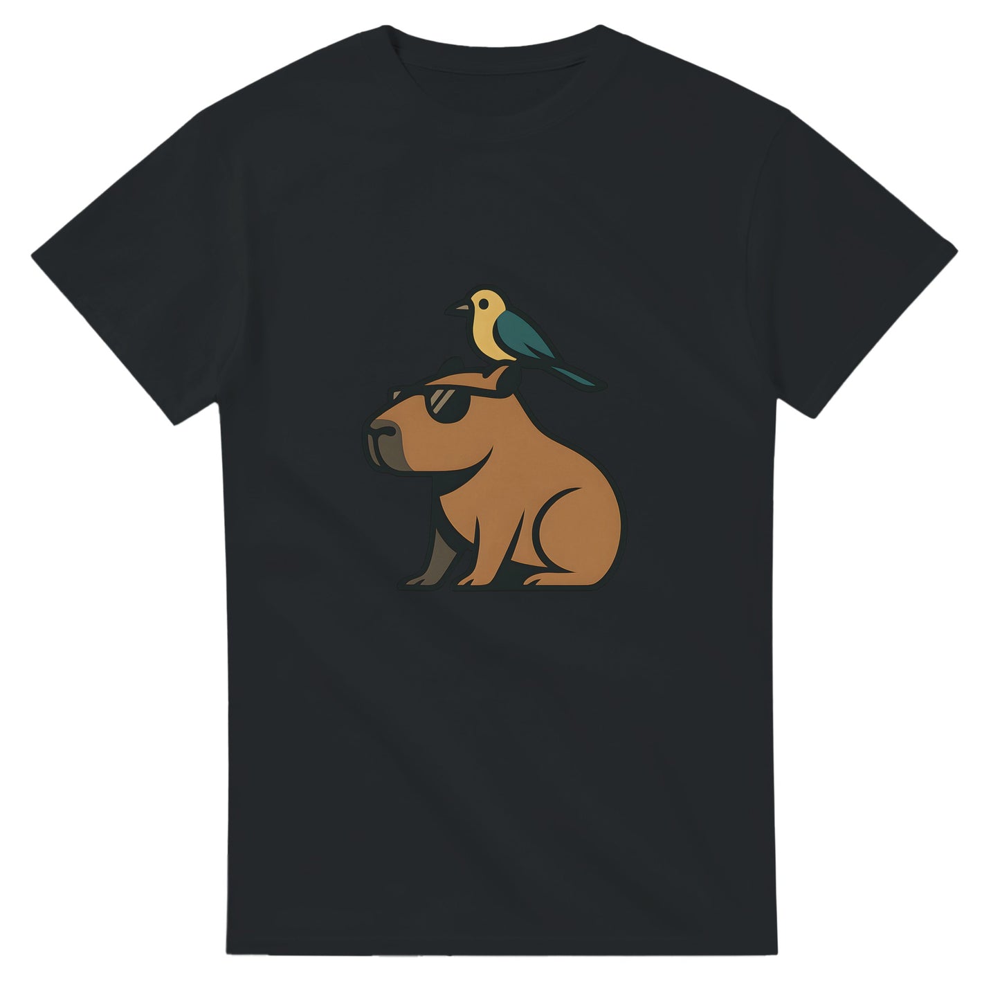 Capy & Bird Buddies - En cool capybara med sin fågelkompis på huvudet, symbolen för harmoni och vänskap. Sprid chill och good vibes!