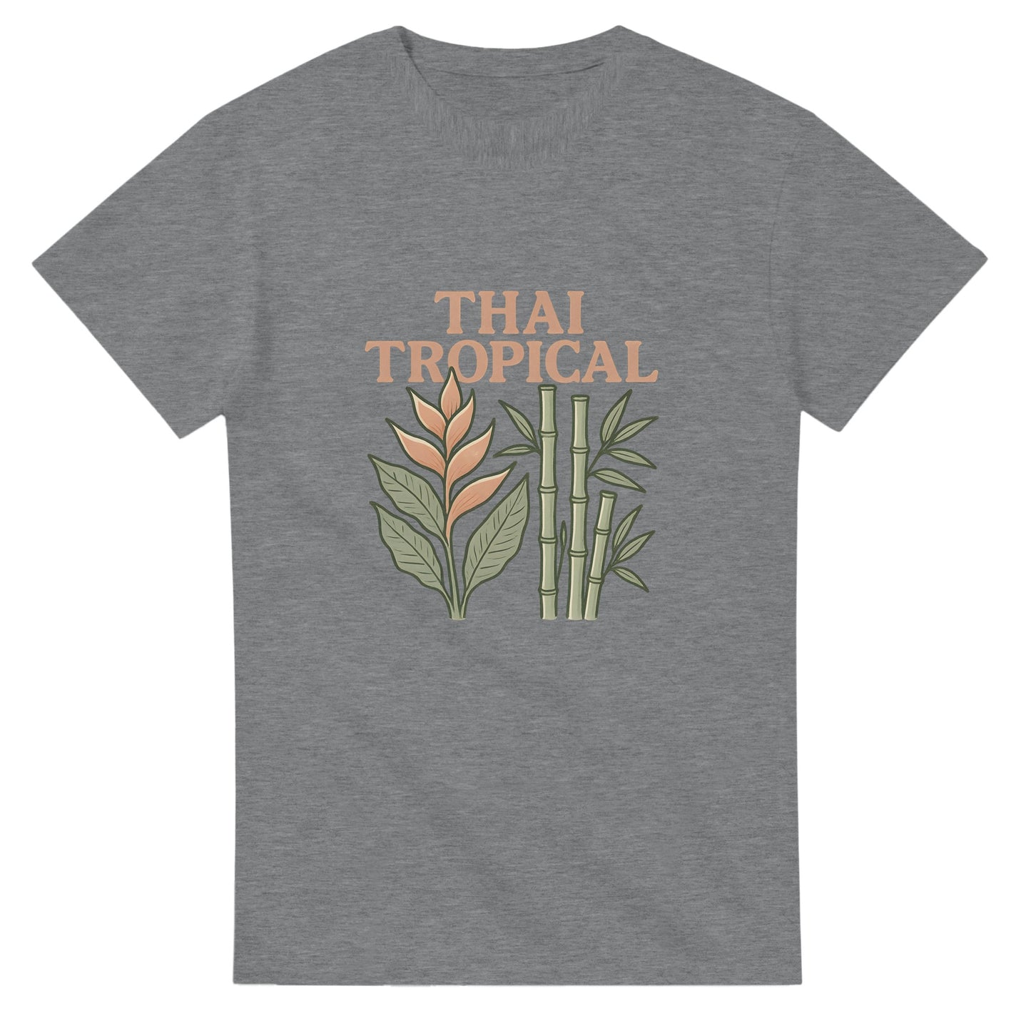 Vintage t-shirt med tropiska växter från Thailand, perfekt för att ta med sig på resan.
