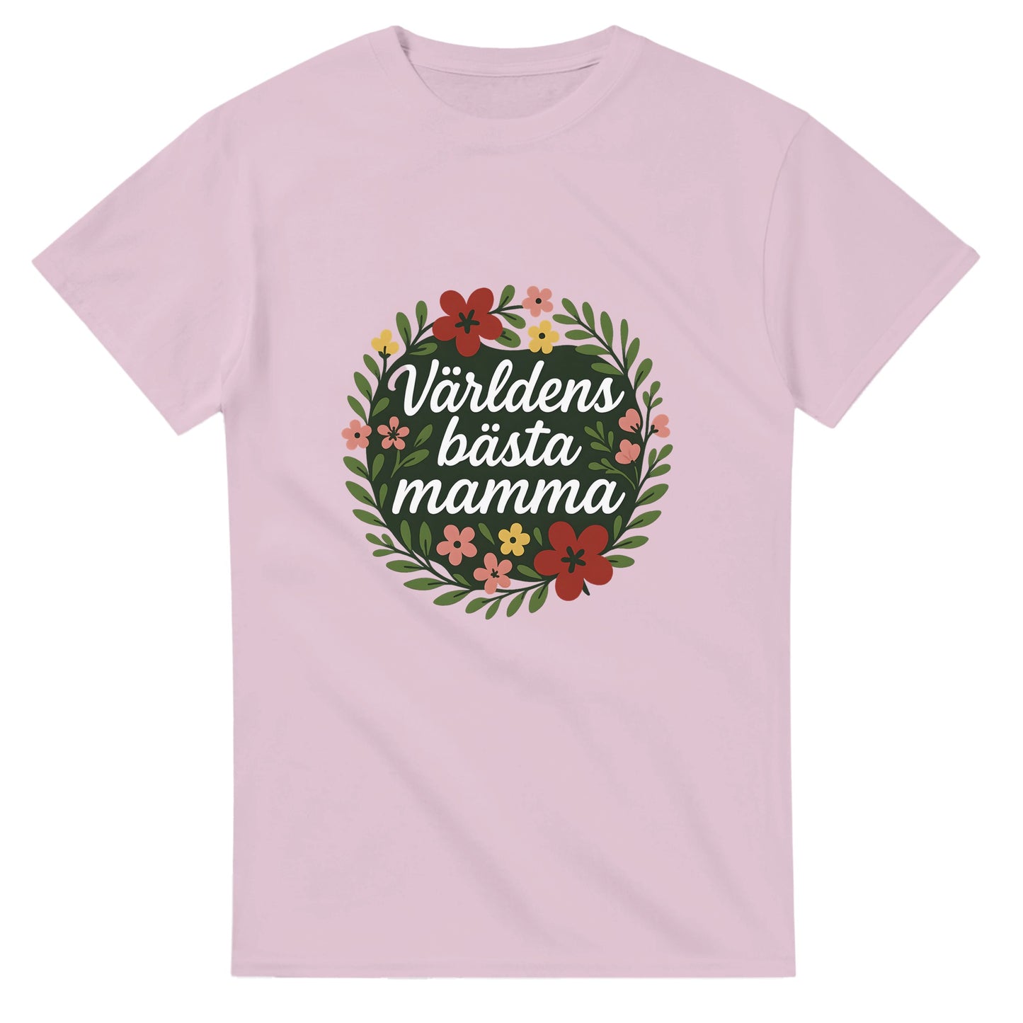 T-shirt med blommor och text, perfekt för att hylla världens bästa mamma med stil och elegans.