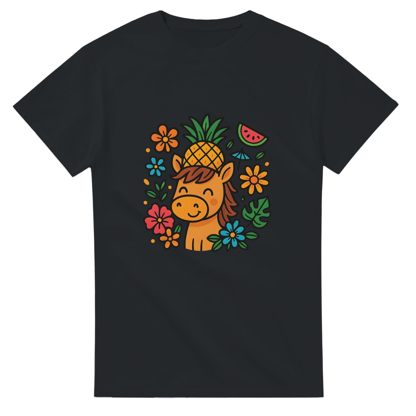 Pineapple Pony Party - Söt häst med ananas-hatt och blommor för tropisk fest!