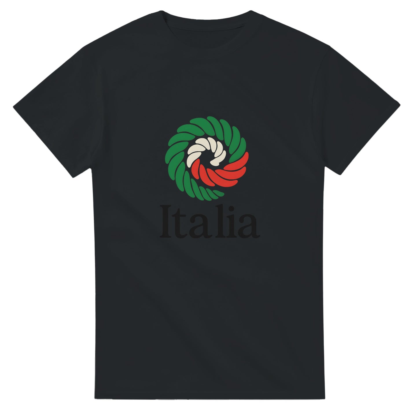T-shirt med pastasnurra i flaggans färger och texten 'Italia'. Hyllning till Italiens passion och smaker!
