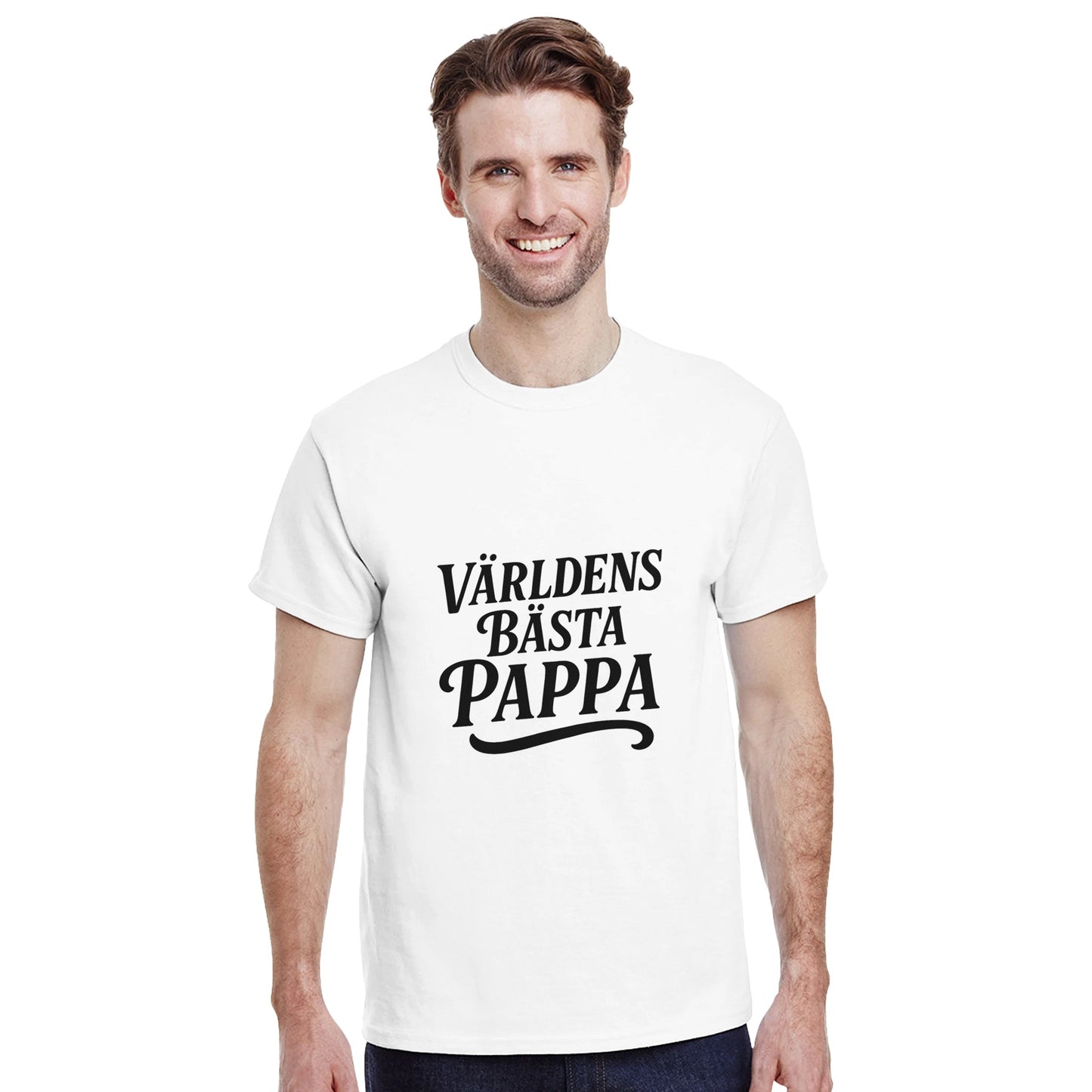 T-shirt med 'Världens Bästa Pappa' i elegant font, perfekt för att visa stolthet över sin titel som pappa.