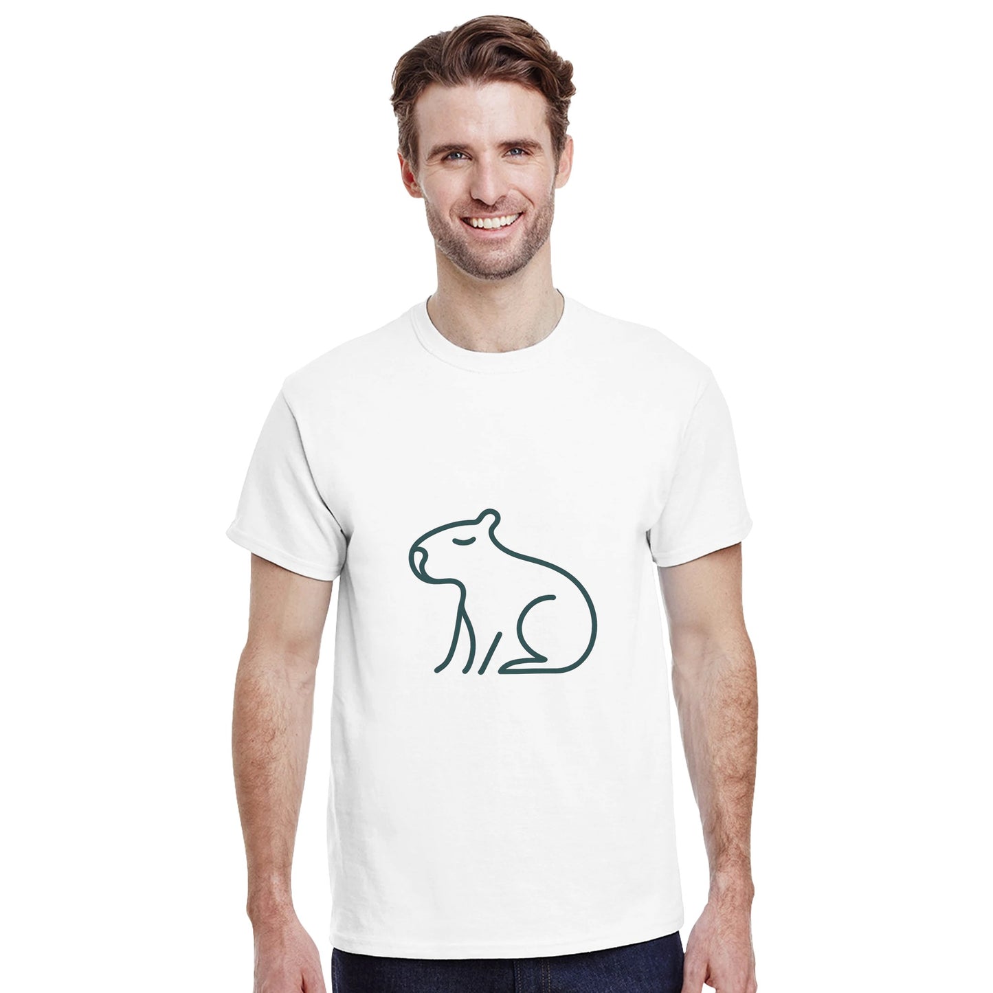 Stilren linjeteckning av en lugn capybara, perfekt för minimalistisk design. Enkel och elegant.