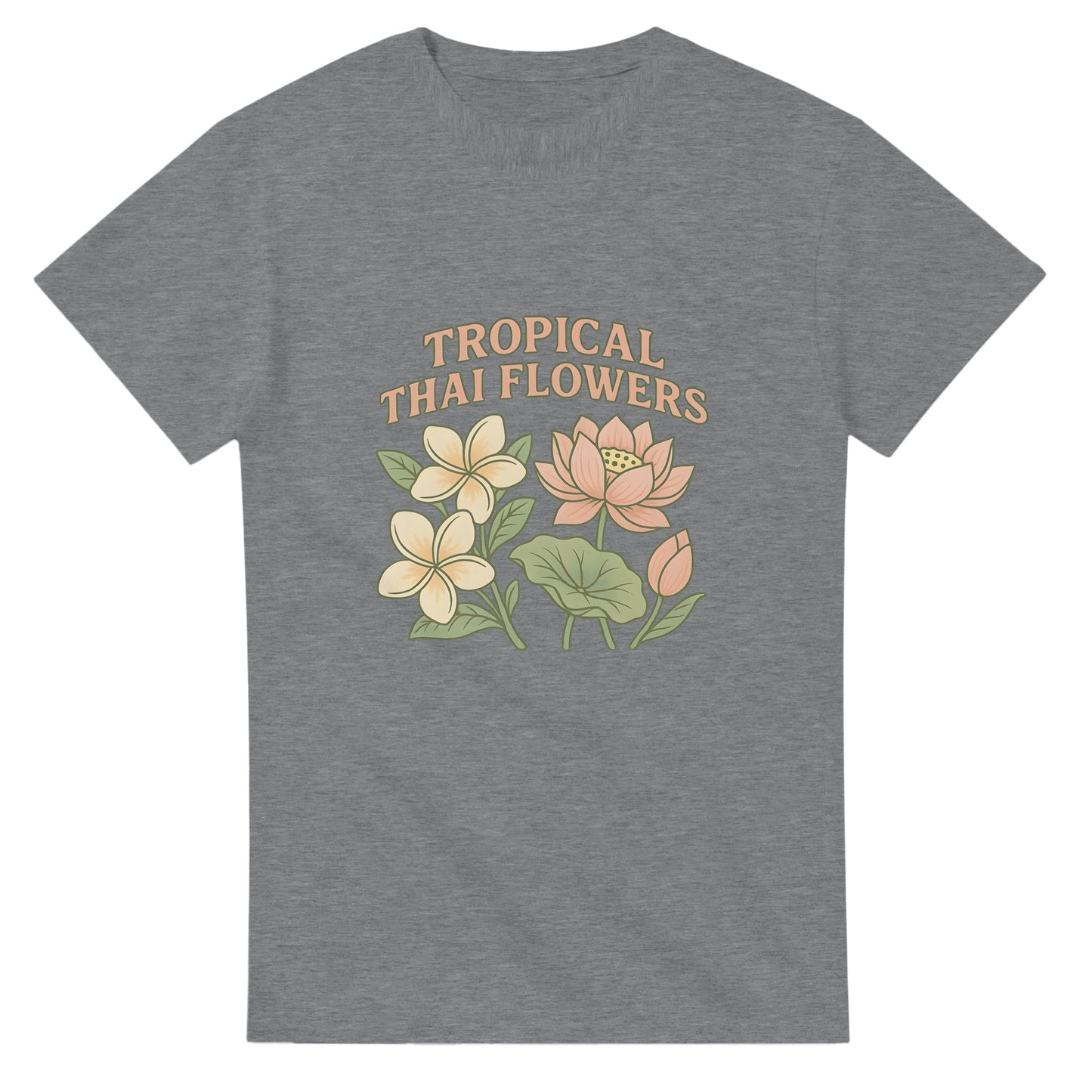 Thailändsk blomsterdröm i milda toner. Perfekt för naturälskare. T-shirt med vacker design.