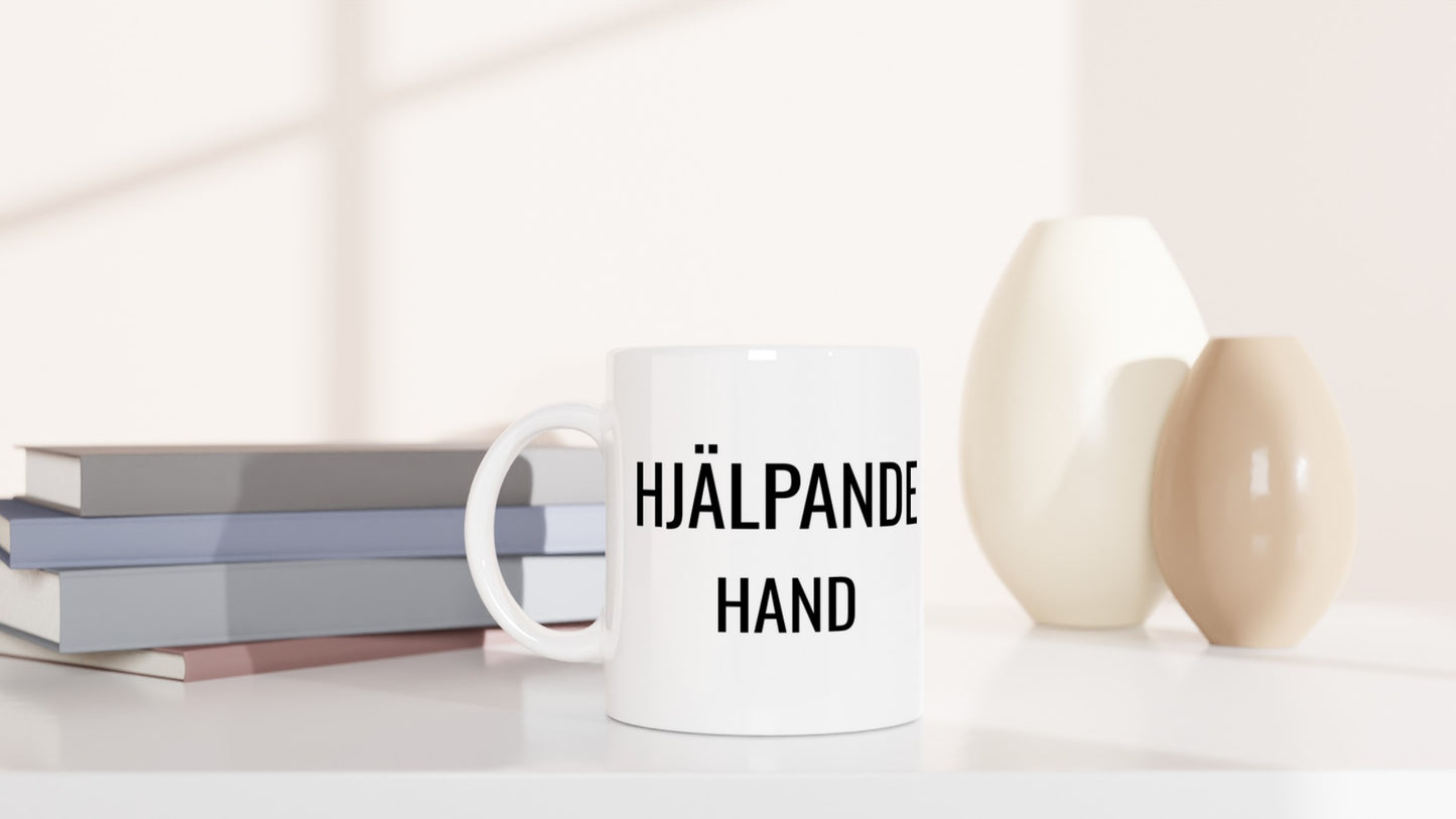 En hyllning till den hjälpande handens kraft inom vården, perfekt för en tankeväckande kaffestund.