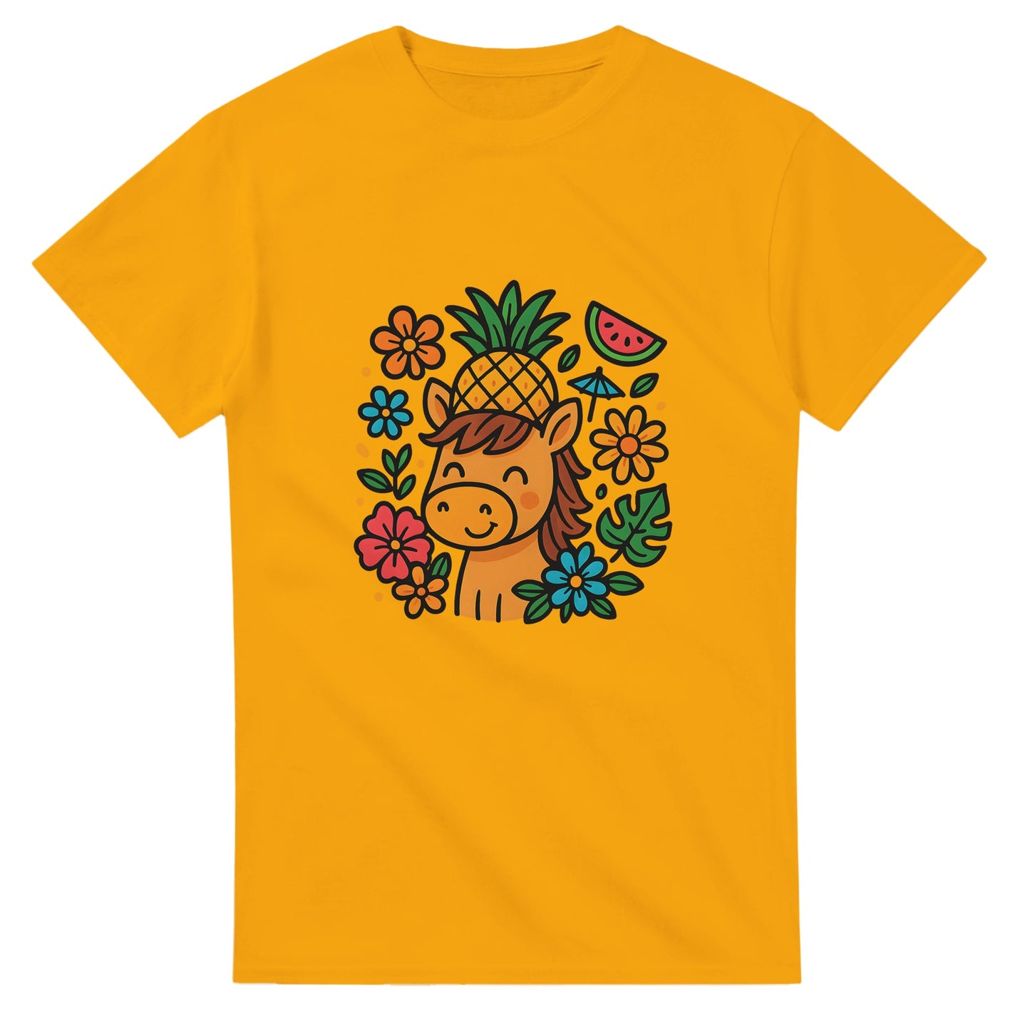 Pineapple Pony Party - Söt häst med ananas-hatt och blommor för tropisk fest!