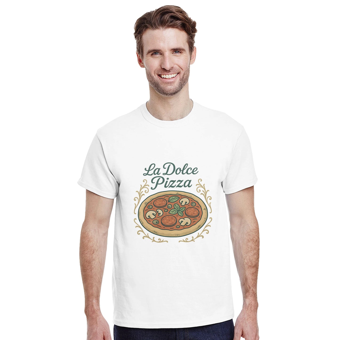 Retroinspirerad t-shirt med pizzaillustration och italiensk text. En smakresa till Neapel!