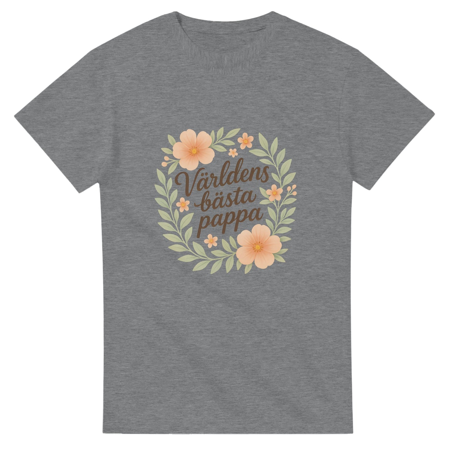 Blommig T-shirt med texten 'Världens bästa pappa' för en elegant och mjuk look.