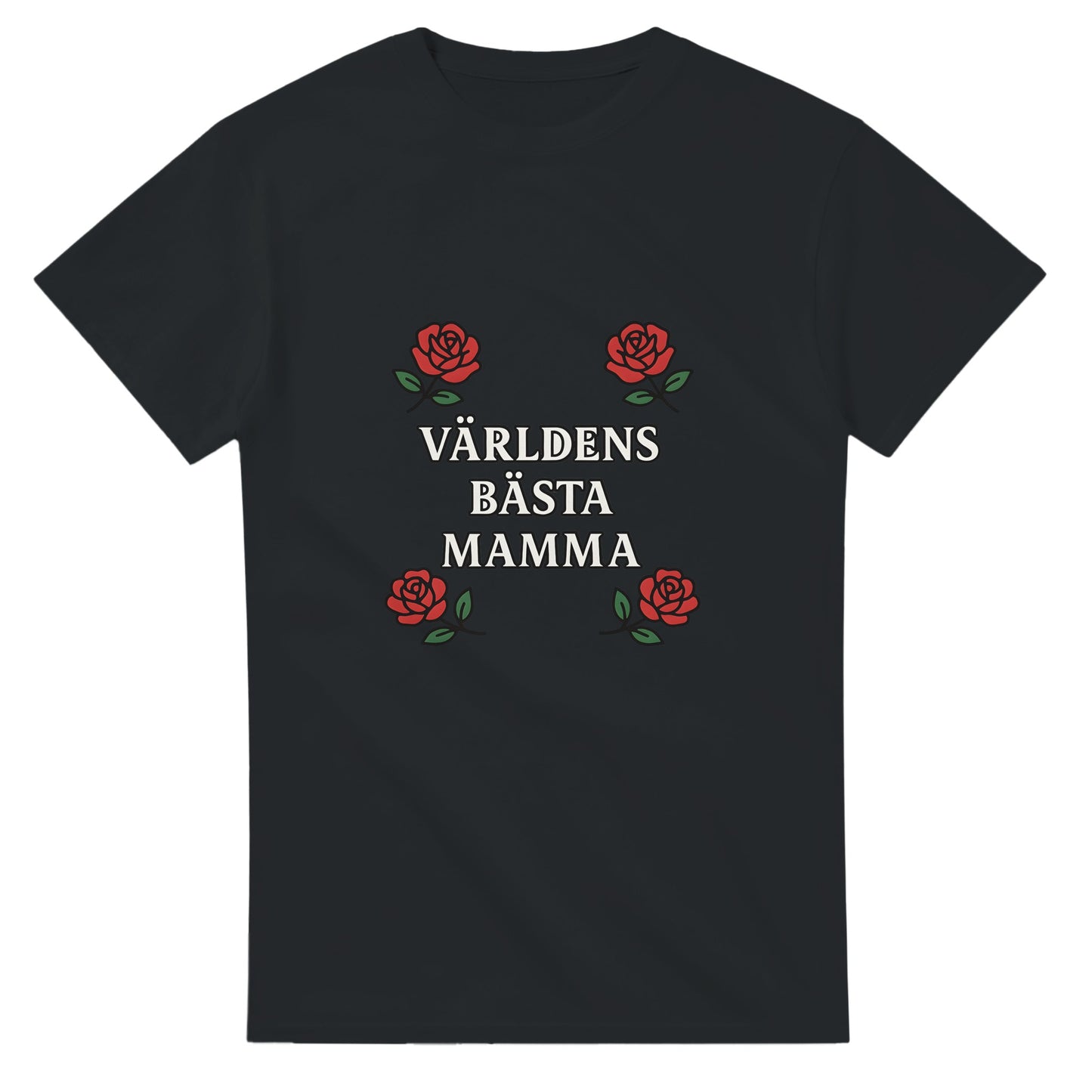 Mamma T-shirt med kärleksfull design av rosor och texten 'Världens bästa mamma'. Elegant och bärbar stil.