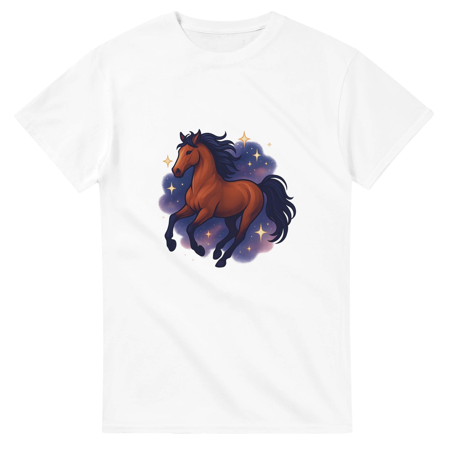 T-shirt med stjärngalopperande häst - en magisk mix av styrka och elegans.