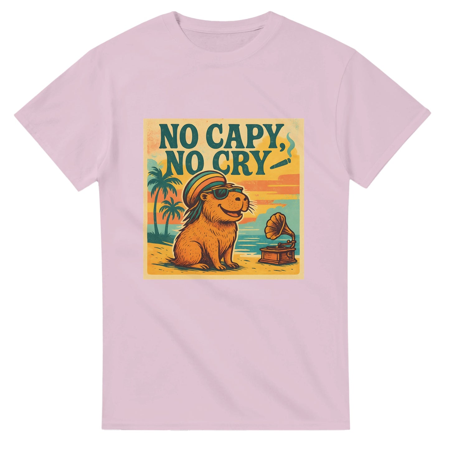 Glädjefylld capybara för karibisk avslappning och positivitet. Perfekt för stranden eller soffan. Inspirerad av reggae-klassikern.