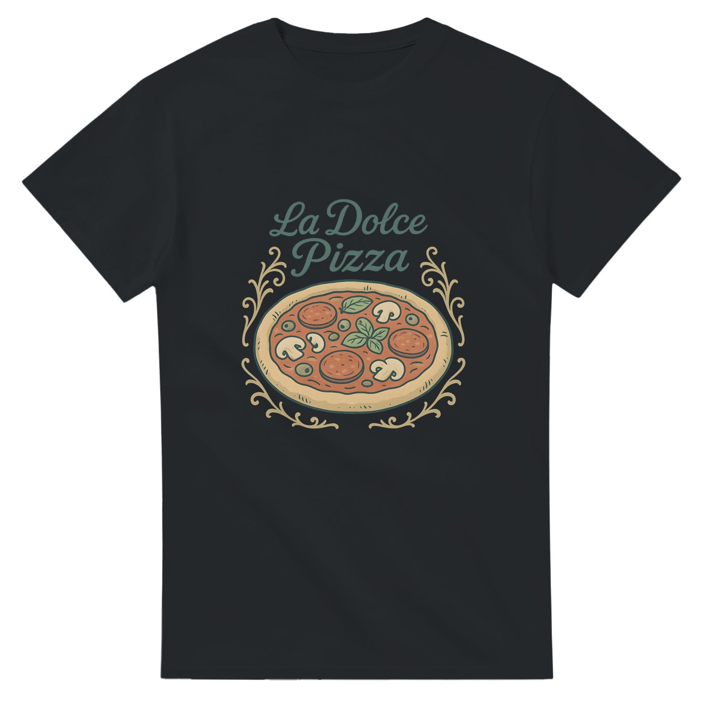 Retroinspirerad t-shirt med pizzaillustration och italiensk text. En smakresa till Neapel!