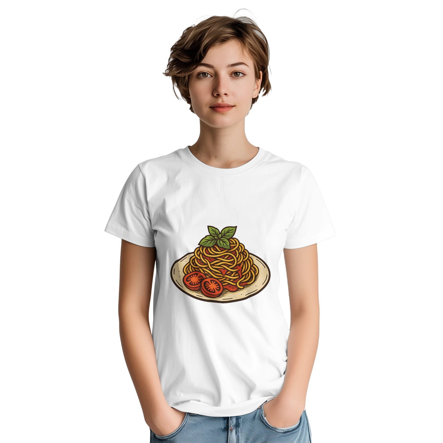 Vintage T-shirt med romantisk italiensk pastaillustration. Perfekt för matälskare och en mysig middag.