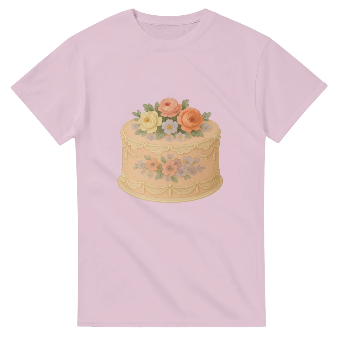 T-shirt med blommig sekelskiftesstil, handmålade blommor och nostalgisk charm.