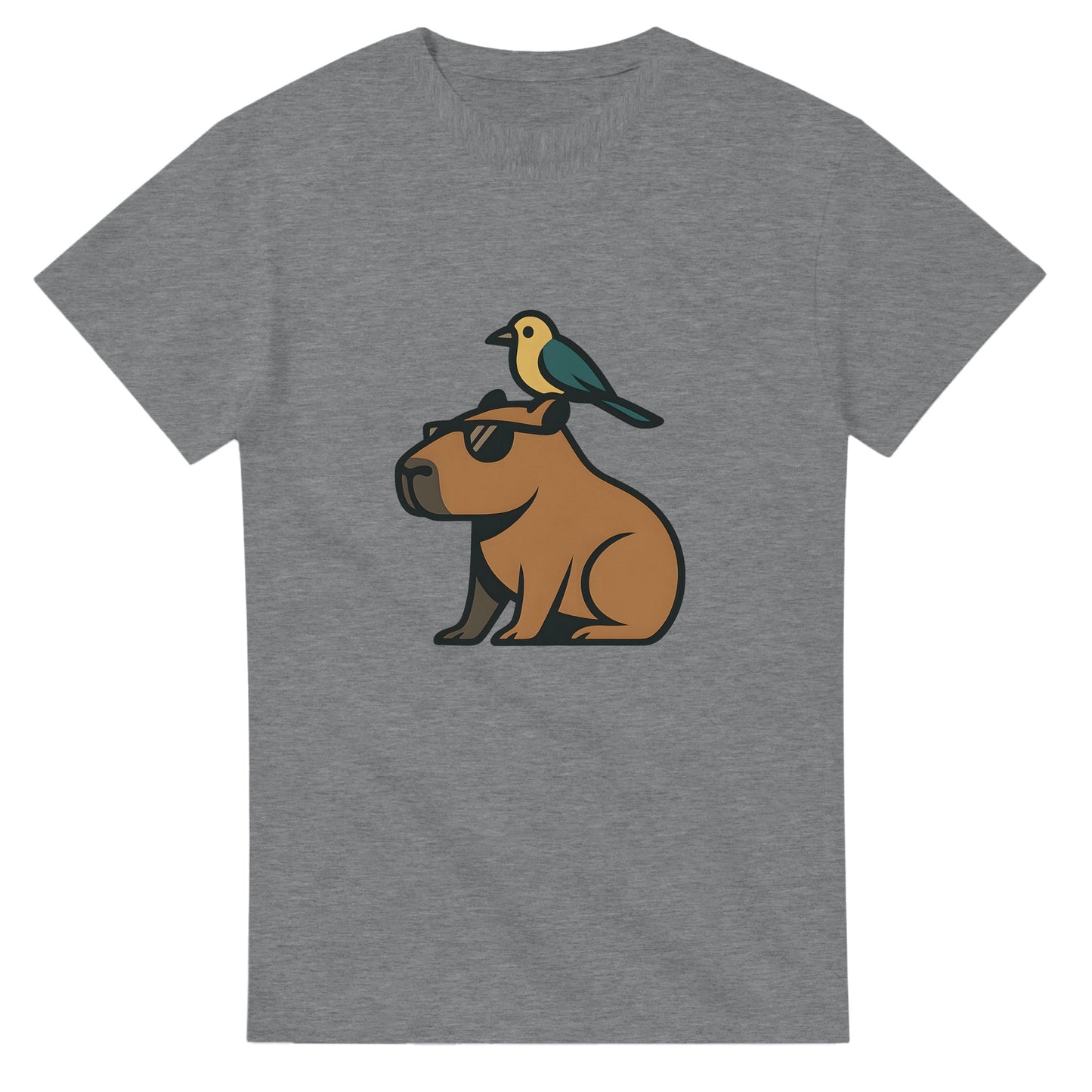Capy & Bird Buddies - En cool capybara med sin fågelkompis på huvudet, symbolen för harmoni och vänskap. Sprid chill och good vibes!