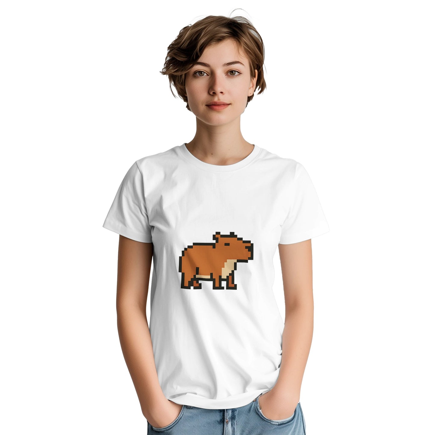 Pixel Capy - retro capybara med gaming-vibbar, perfekt för gamers och capybara-fans.