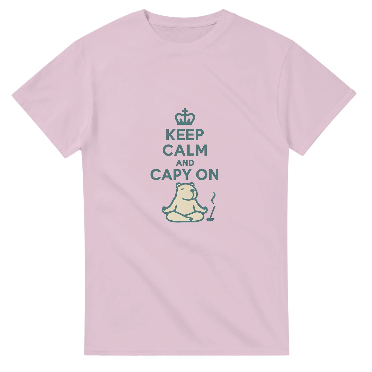 Mediterande capybara för inre frid. Humoristisk och söt, en favorit med 'Keep Calm' budskapet.