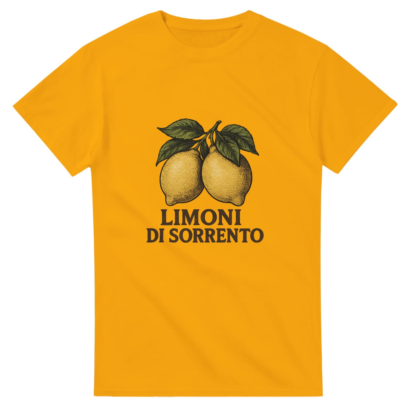 T-shirt med klassiska Sorrentocitroner i vintagestil och texten 'Limoni di Sorrento' under motivet.