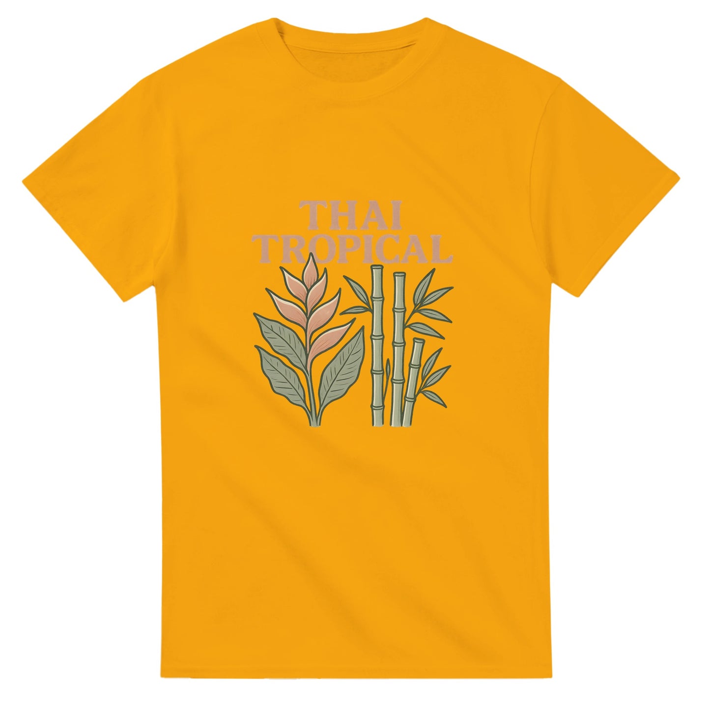 Vintage t-shirt med tropiska växter från Thailand, perfekt för att ta med sig på resan.