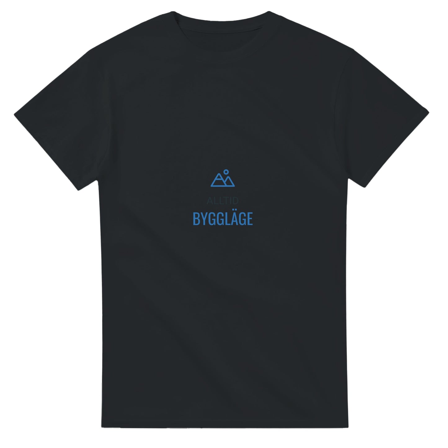 Byggarens bekväma t-shirt med bergsikon för alltid redo att arbeta.