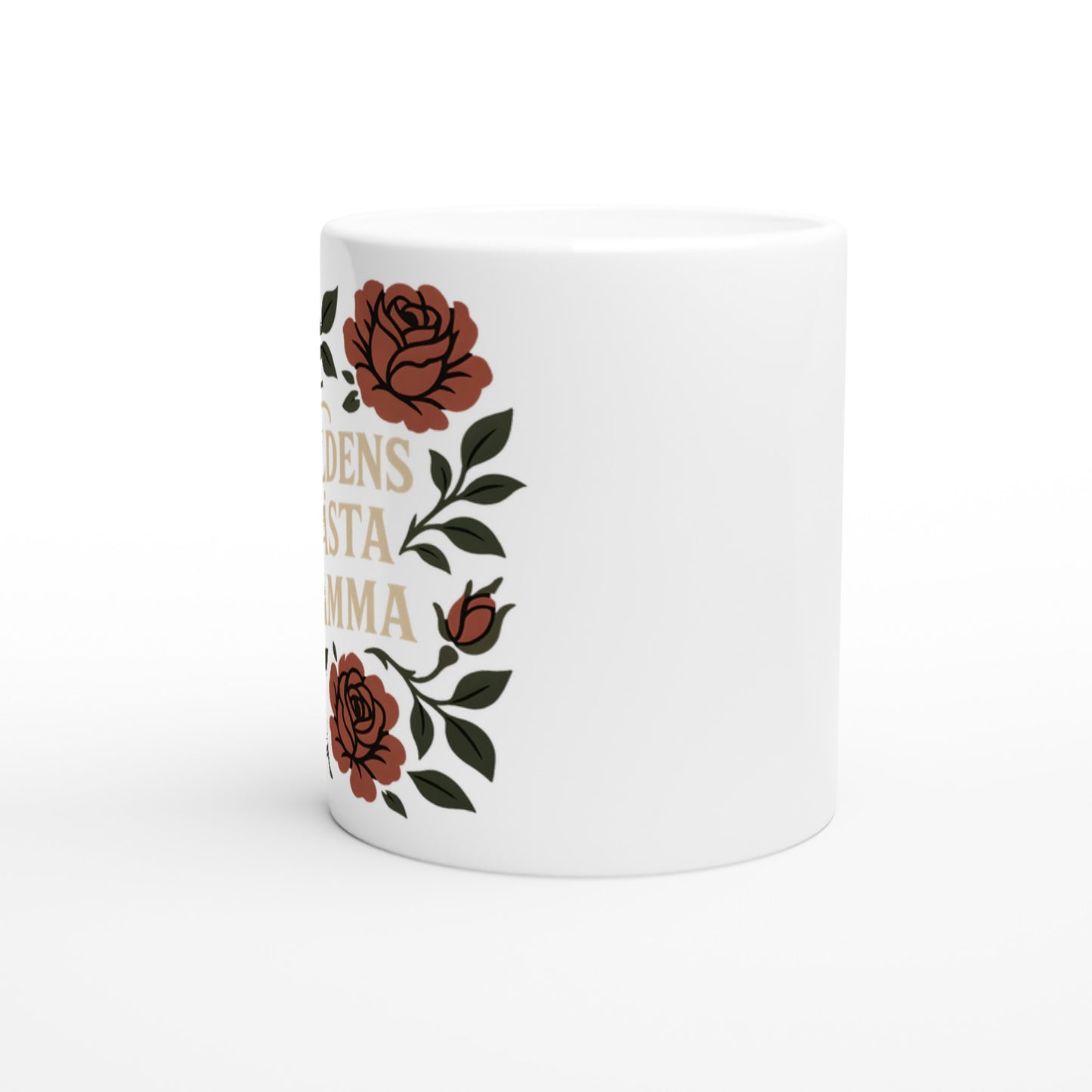 Mugg med texten Världens Bästa Mamma och blommigt mönster i vintage stil - en perfekt hyllning.