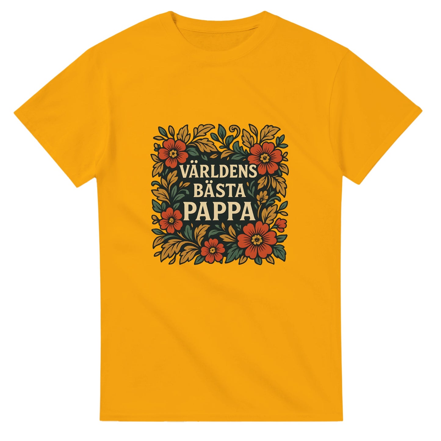 Lyxig T-shirt för pappa med eleganta blommotiv för en tidlös stil. 'Världens bästa pappa' i centrum.