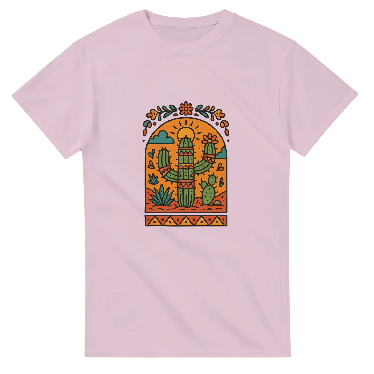T-shirt med kaktusar och folkmotiv från Mexiko. Färgglad och livfull, perfekt för kaktusälskare.