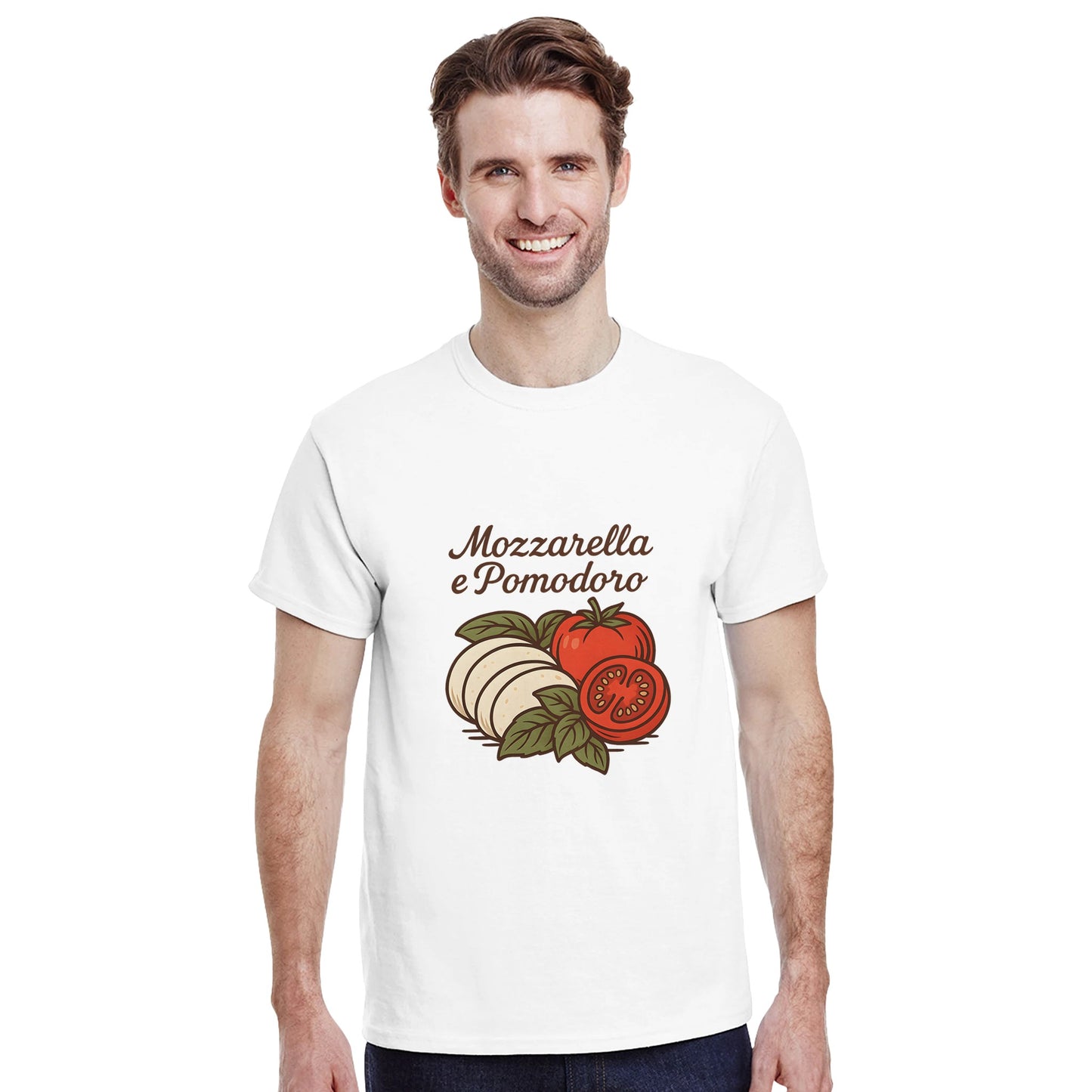 T-shirt med charmig illustration av Italiensk Caprese i retrostil. Perfekt för matälskaren som vill visa sin passion för italiensk mat!