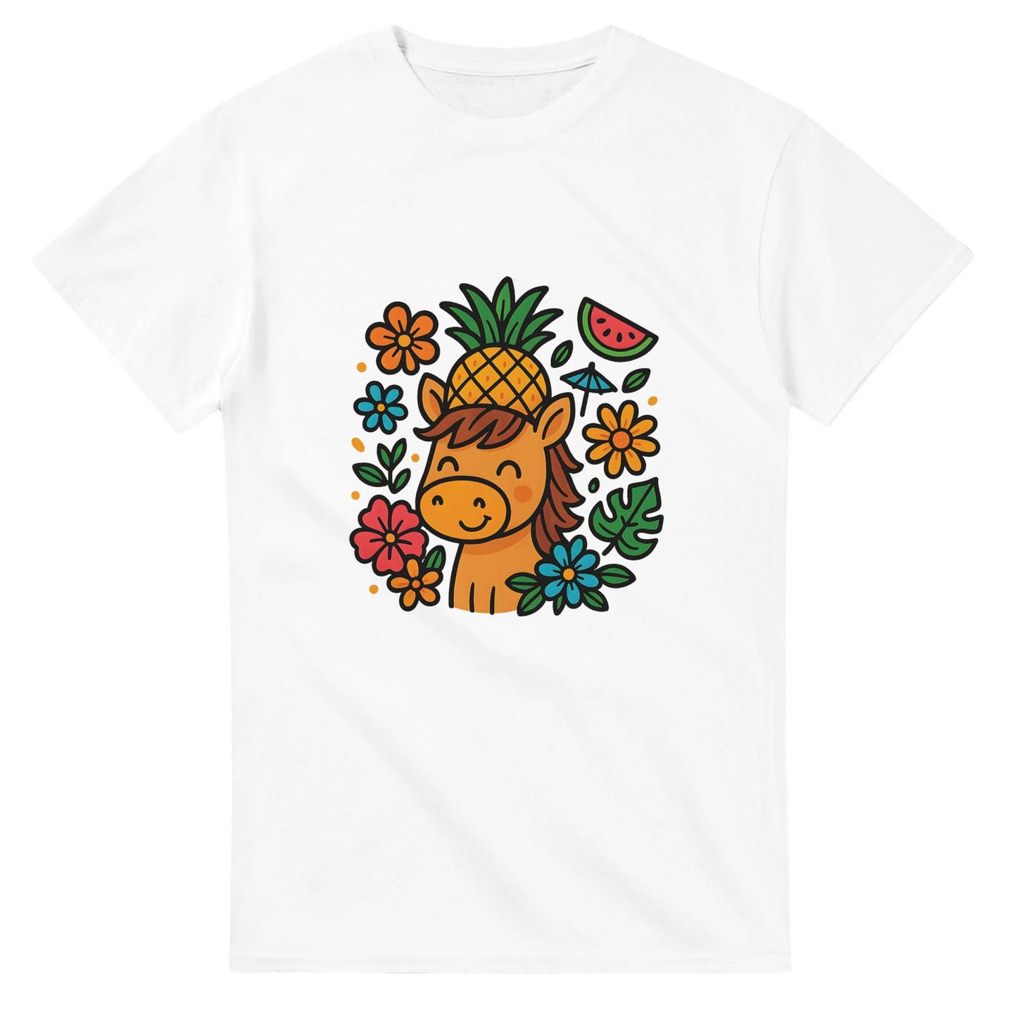 Pineapple Pony Party - Söt häst med ananas-hatt och blommor för tropisk fest!