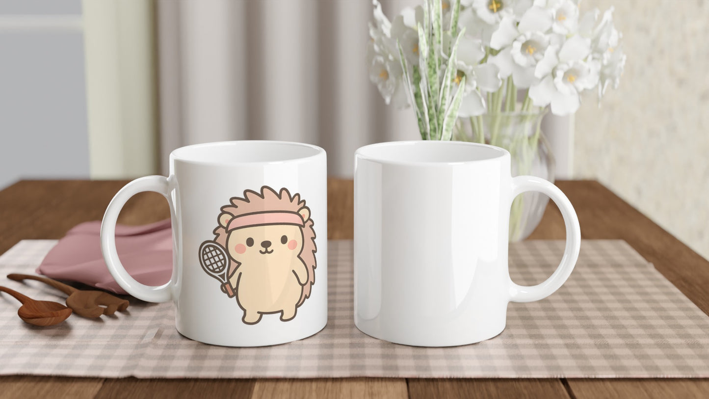 Mugg med igelkott i tenniskläder. Perfekt present för djurvänner!