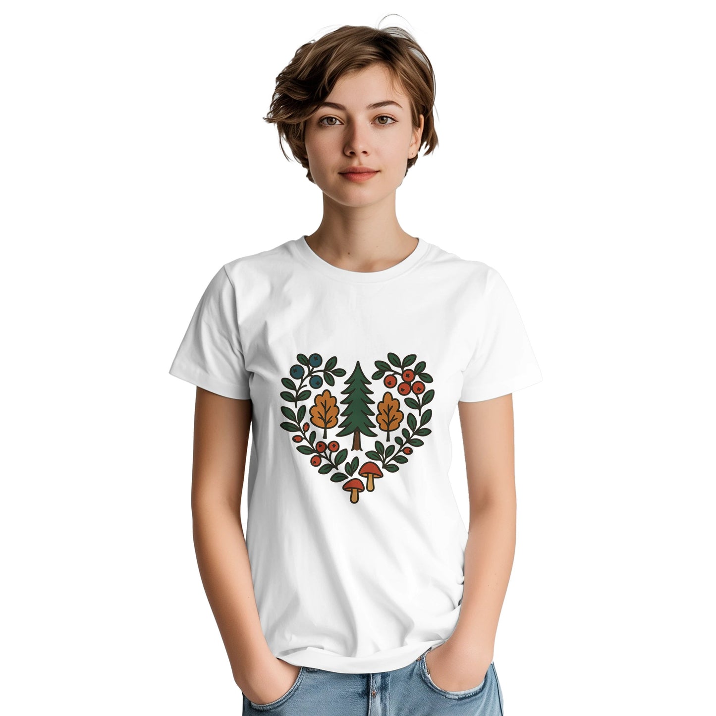 T-shirt med svensk naturinspirerat mönster, perfekt för den enkla och stilrena looken.