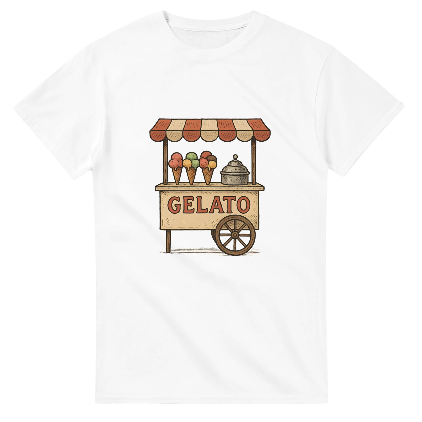 Svalkande vintage gelato-illustration på italiensk charmig t-shirt. Perfekt för sommardagar!