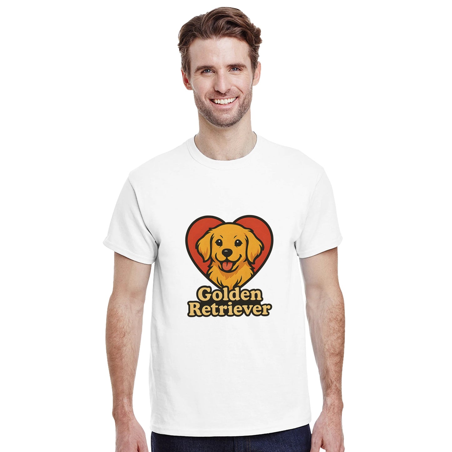 Golden Retriever Kärlek - Söt valp i hjärtform med Golden Retriever-text. Perfekt för retriever-fans!