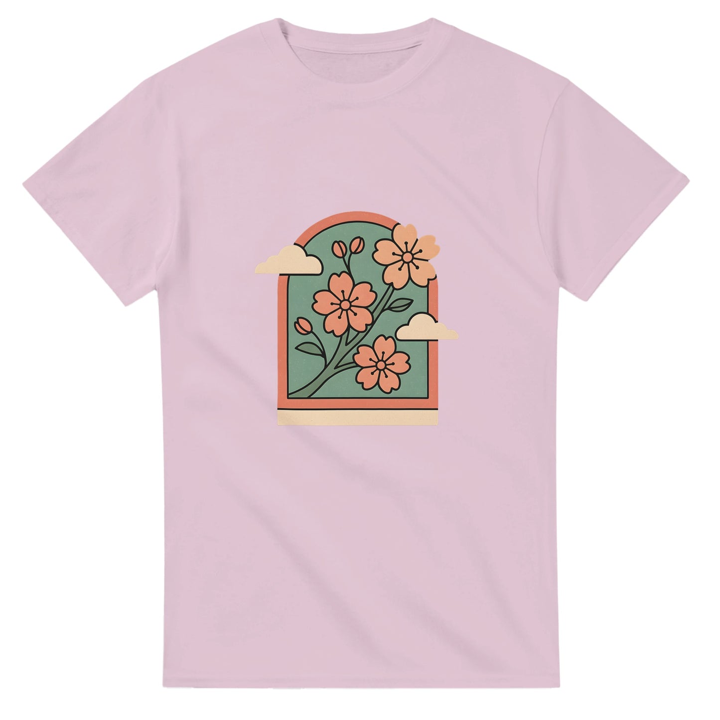 Japansk T-shirt med körsbärsblomdesign för en nostalgisk resa till Japan.
