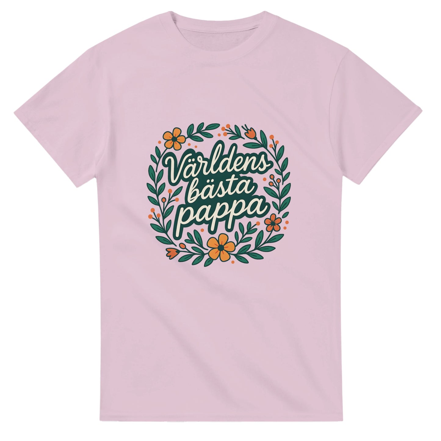 Stilig T-shirt för pappor med blomkrans och texten 'Världens bästa pappa' - perfekt present!