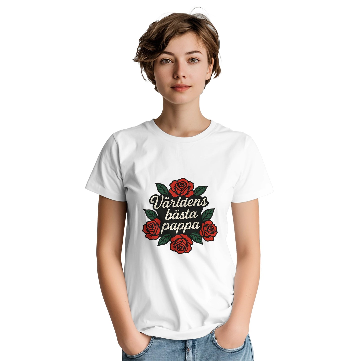 Vacker T-shirt med typografi, perfekt gåva till pappa. Ge honom en blomma varje dag med denna blomstrande T-shirt.