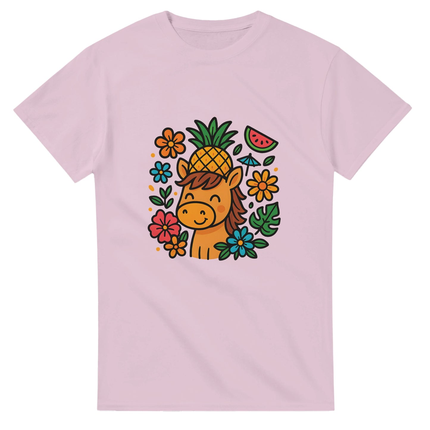 Pineapple Pony Party - Söt häst med ananas-hatt och blommor för tropisk fest!