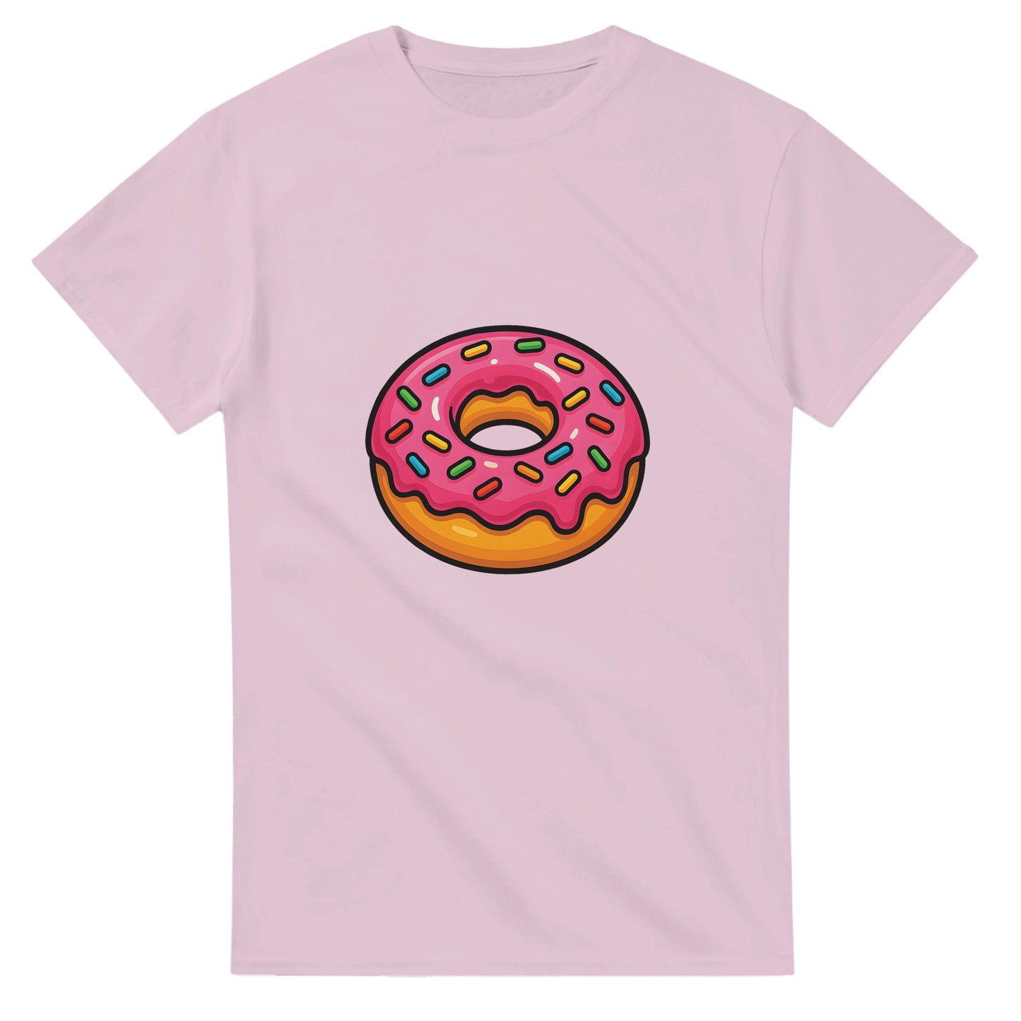 T-shirt med glansig, sockrig donut. Perfekt för fikaälskaren. Färgglad design.