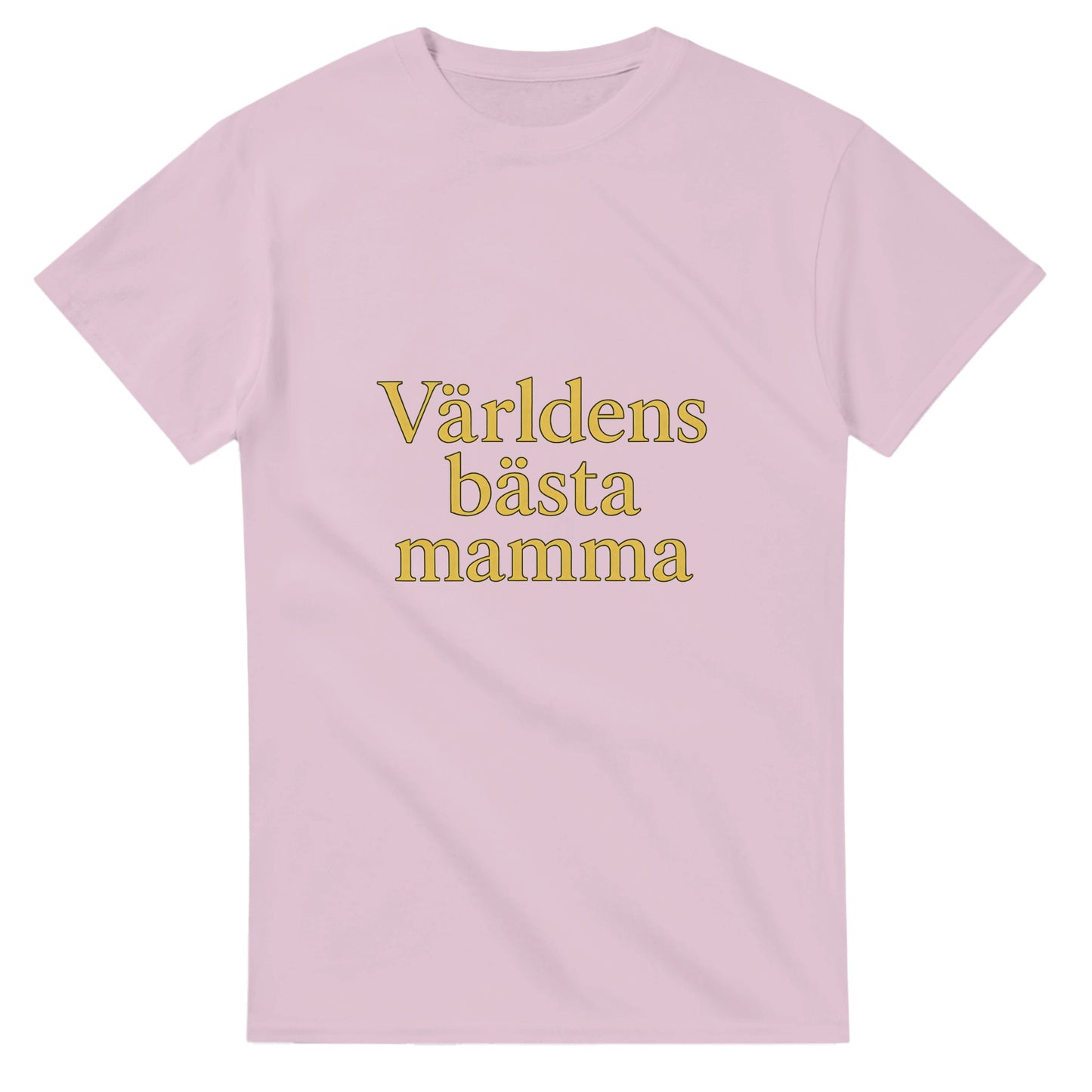 T-shirt med texten 'Världens bästa mamma' i guldtoner och serif-font. En hyllning till livets stjärna!