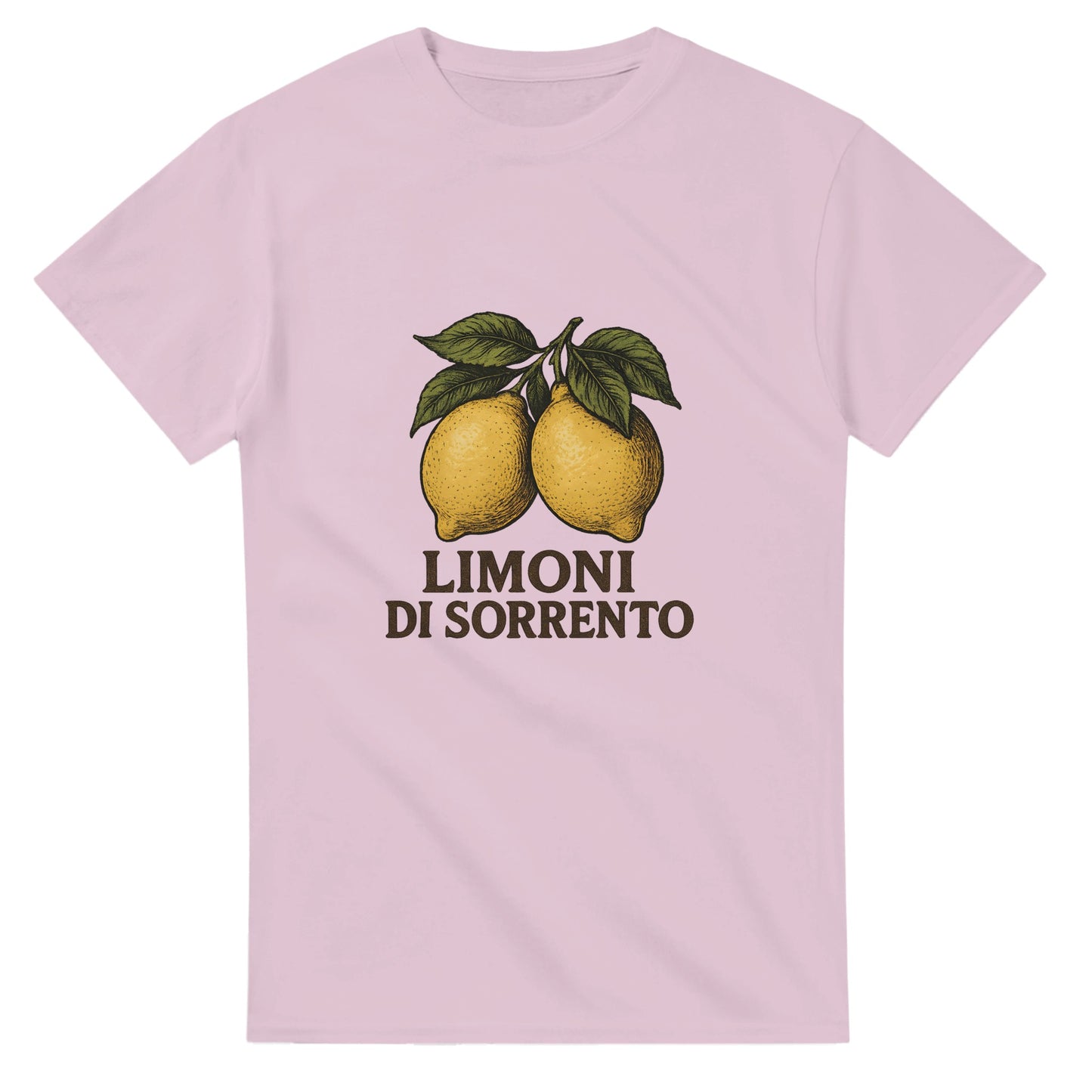 T-shirt med klassiska Sorrentocitroner i vintagestil och texten 'Limoni di Sorrento' under motivet.