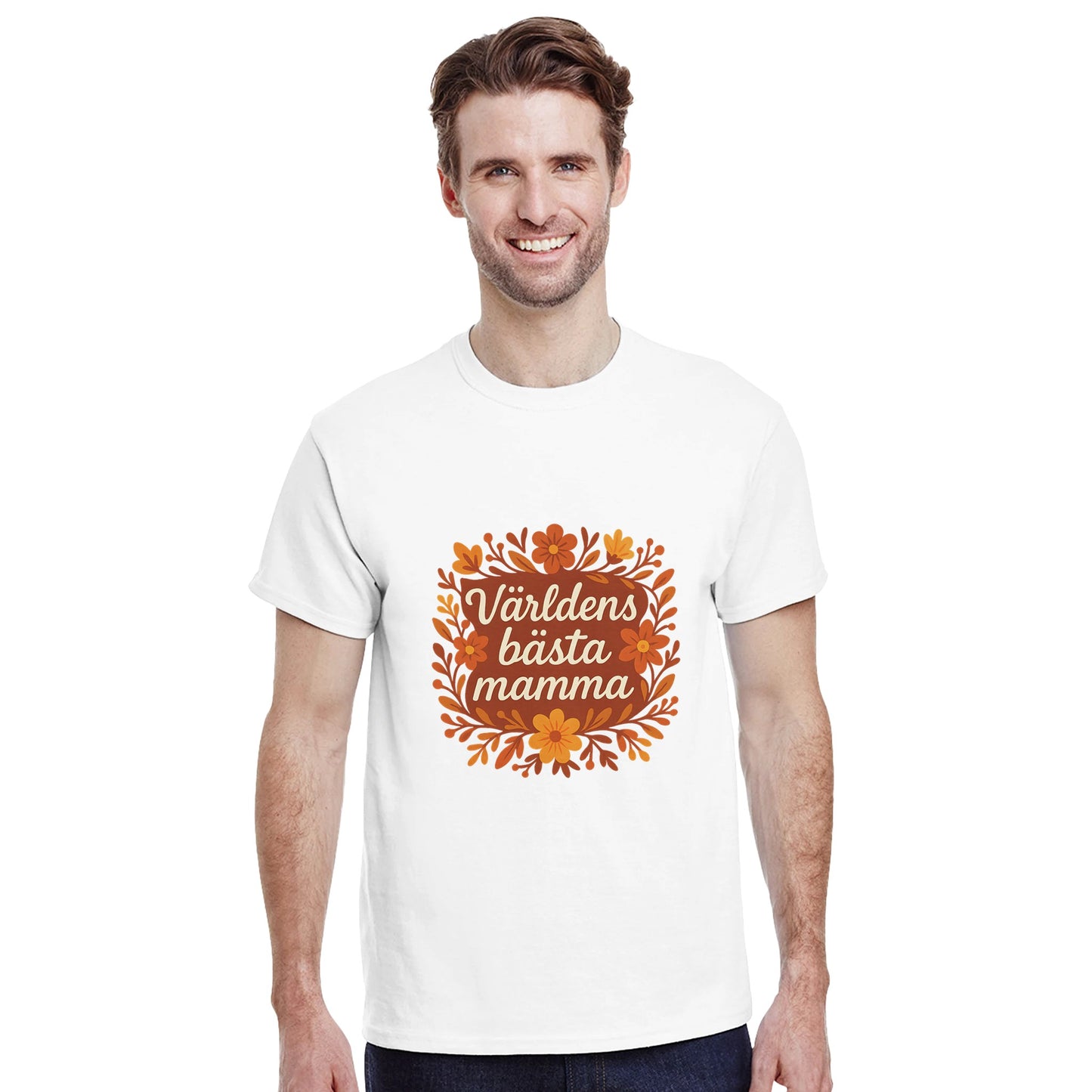 T-shirt med blommor och kärleksfull hälsning för mamma.
